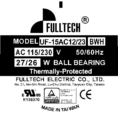 axial fan label